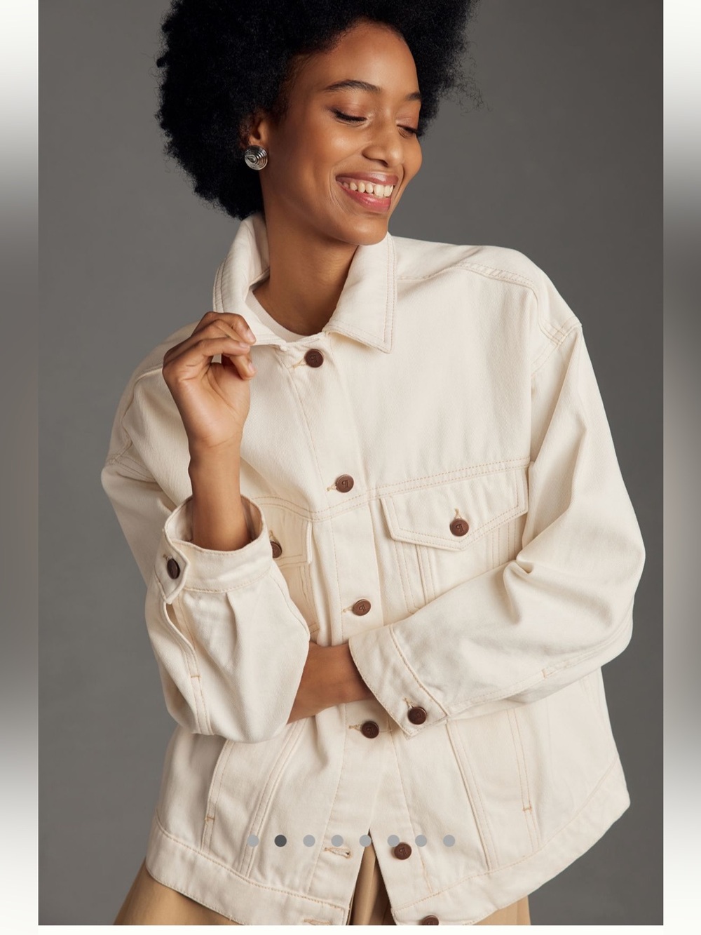 Pilcro Anthropologie The Weston Denim Boyfriend Jacket in Ivory size S